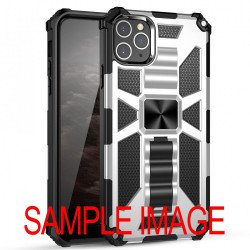 Tuff Armor Hybrid Stand Case with Magnetic Plate for LG K22/K22 Plus/K32 (Silver)